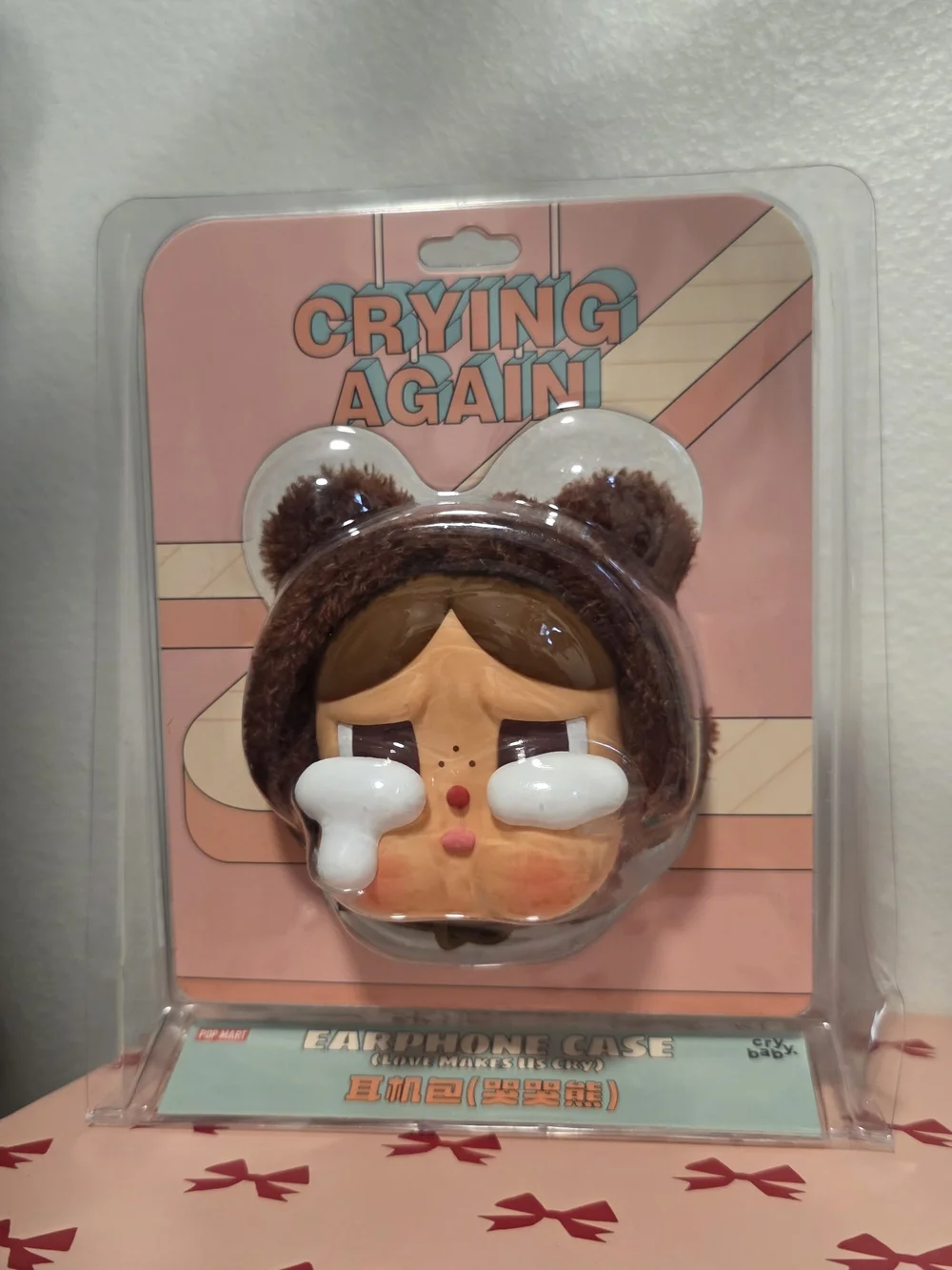 Crying Again Pink & Brown Kids Earphone Case